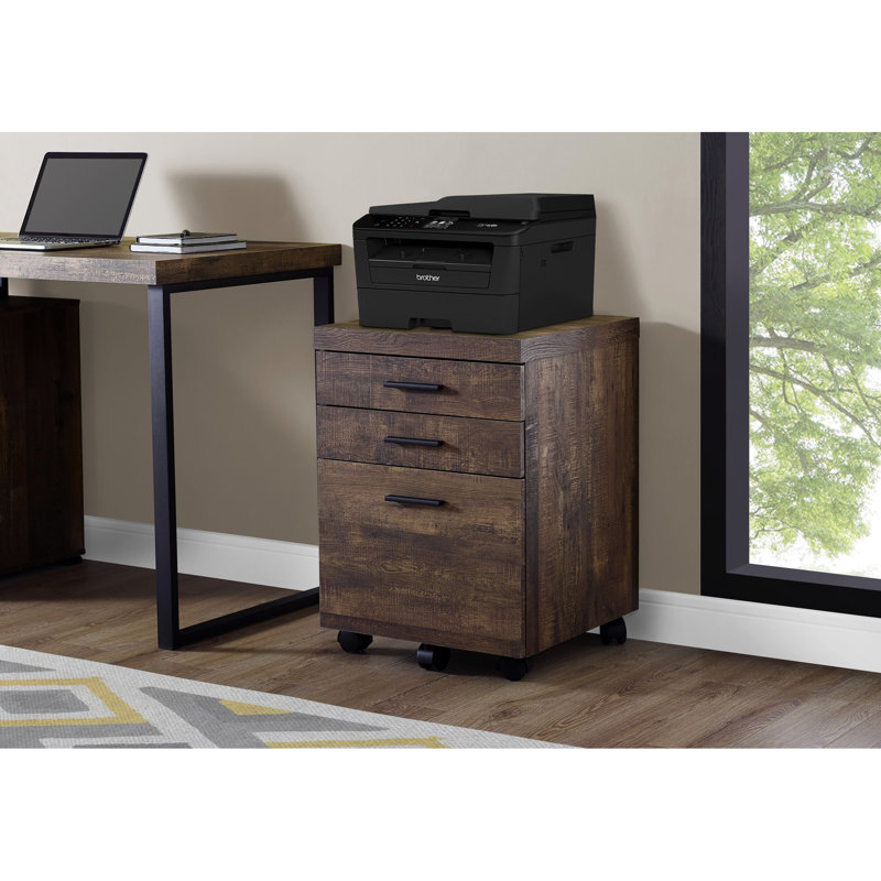 Rangement de bureau brun - Armoire mobile avec tiroir lisse
