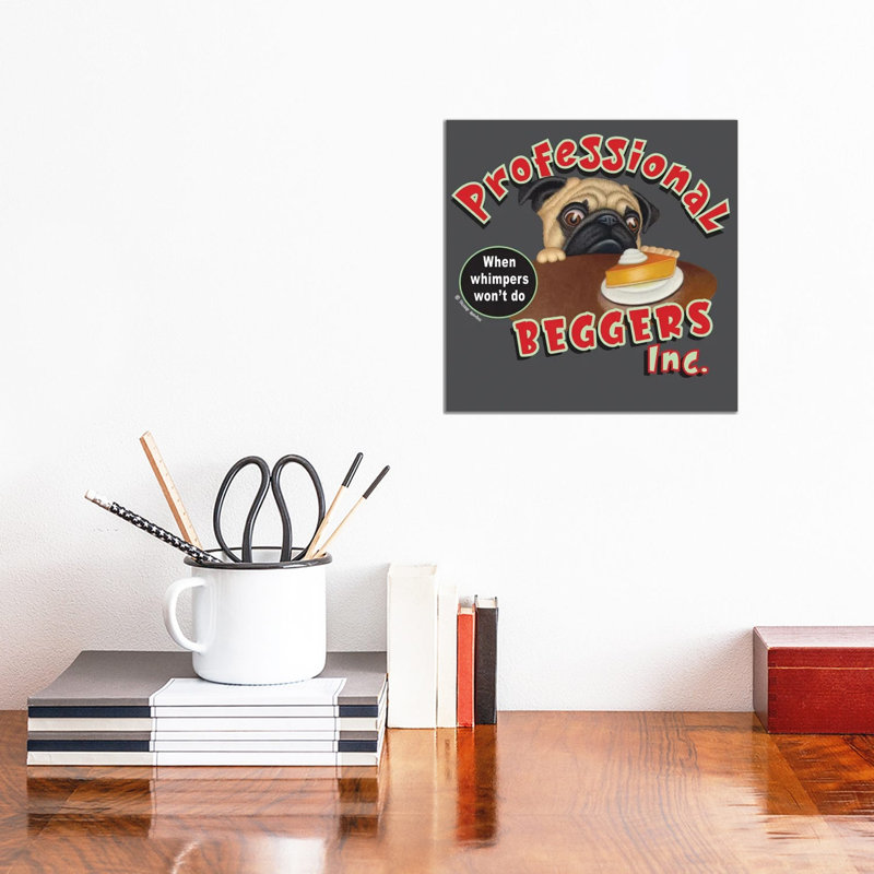 Pug Professional Begger - Wrapped Canvas Print, 30.48 cm H x 30.48 cm W