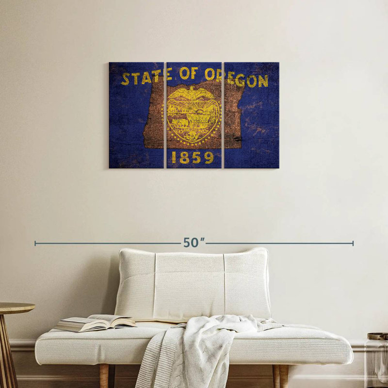 Carte d'État sur le drapeau de l'Oregon, H 20 po x l 33 po