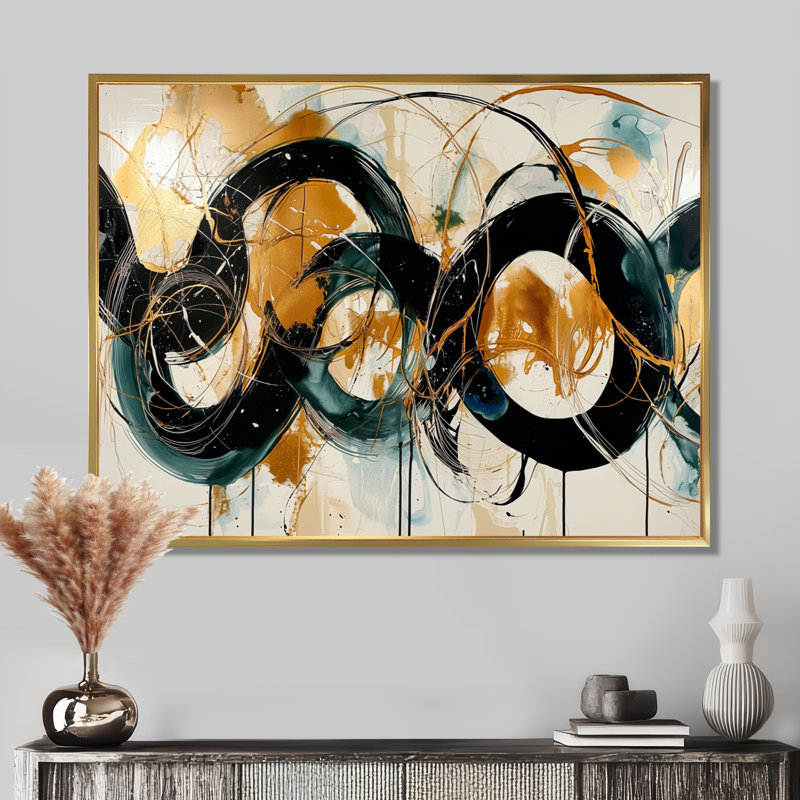 Odier - Abstract Large Wall Decor, H 12 po x l 20 po, Cadre flottant, Doré