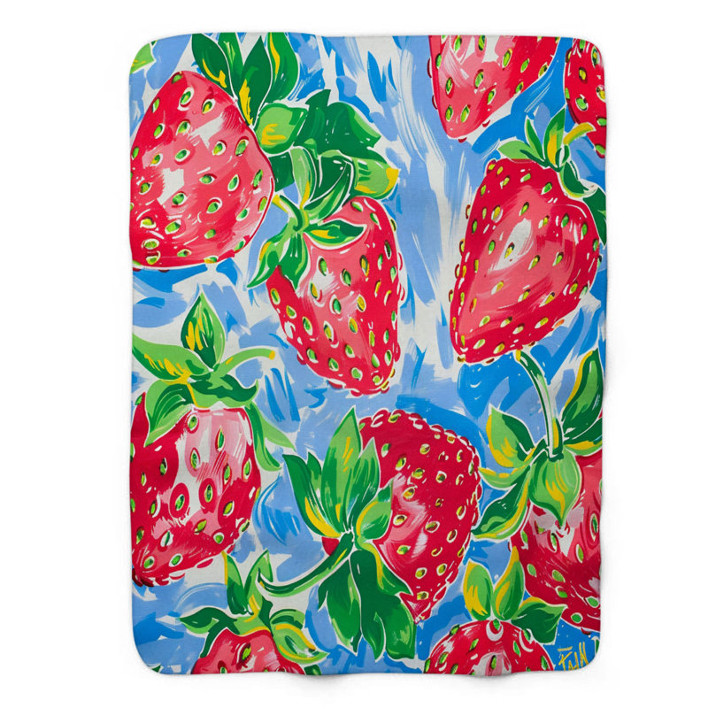 Motif de balise maritime - 1 pièce Sherpa Premium, L 50 po x L 60 po, Art élégant aux fraises