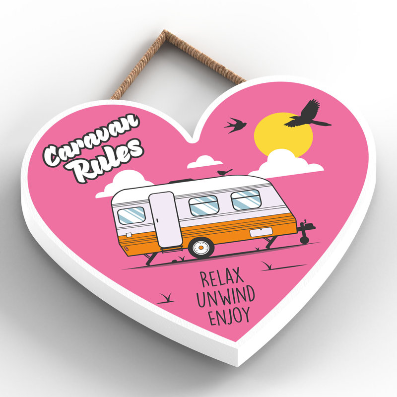 Caravan Rules - Novelty Print on MDF, 9cm H x 10cm W x 0.5cm D