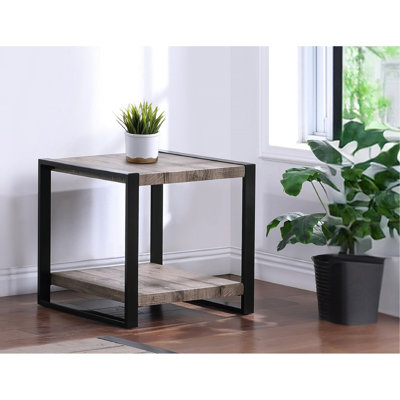 Table de bout rectangulaire avec rangement brun rustique pour décoration Tablette moderne en couleur