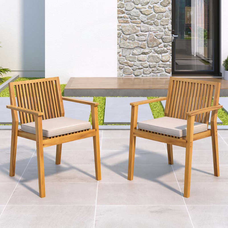 Acacia Wood Outdoor Chairs, Natural