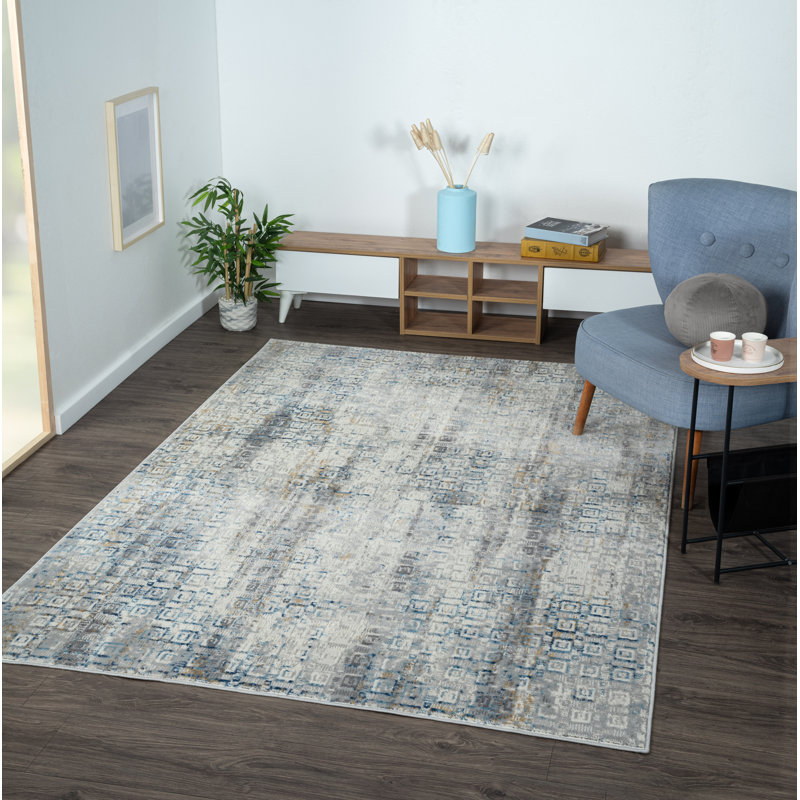 Lillith Machine Woven Beige/Blue/Grey Indoor Rug, Rectangle 160 x 230cm