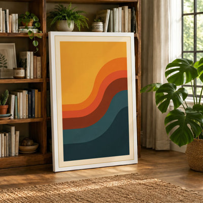 Layered Waves Mid-Century - Wrapped Canvas
