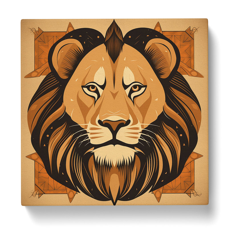 Lion Mid-Century - No Frame Print, 35cm H x 35cm W x 3cm D