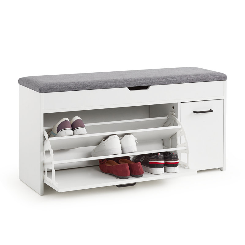 Banc de rangement rembourré Brodench, Blanc