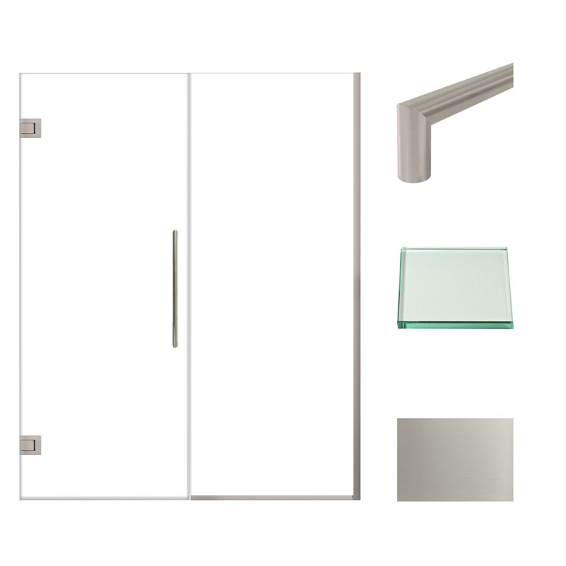 Porte de douche à charnière Transex Elizabeth l 59,5 po x H 76 po en noir mat avec verre transparent, Acier Inoxydable