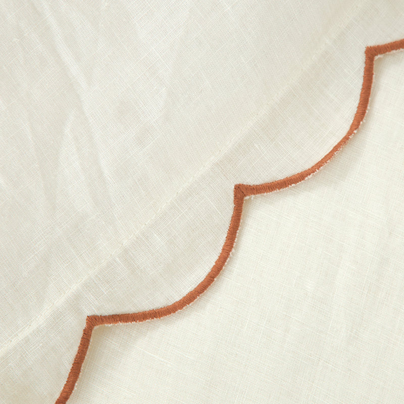 Kelly Sheet Set, Queen Sheet Set + 1 Fitted Sheet + 2 Pillowcases, Cream/Terra Cotta