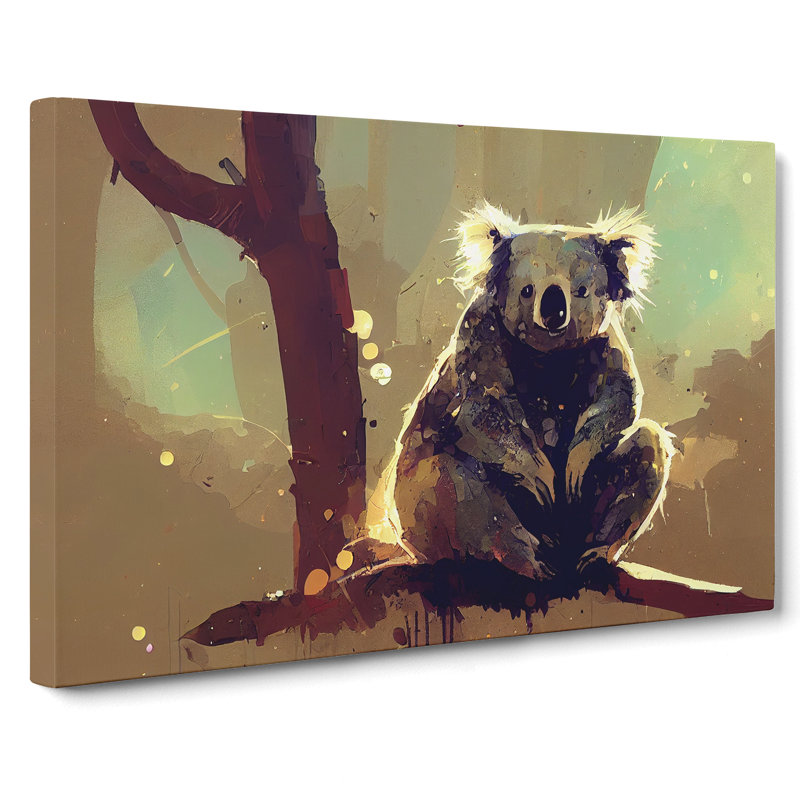 Koala Bear Art Painting Abstract - Wrapped Canvas, 50cm H x 76cm W x 3cm D