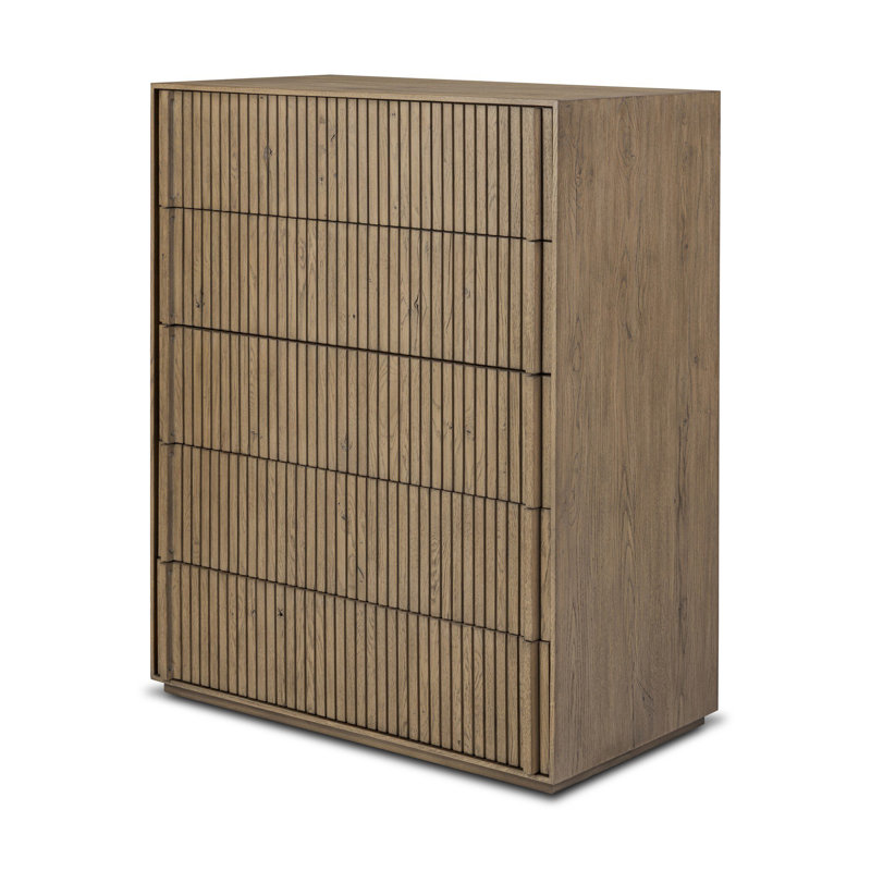 Leo 5 Drawer Dresser-Rustic Grey, Rustic Grey
