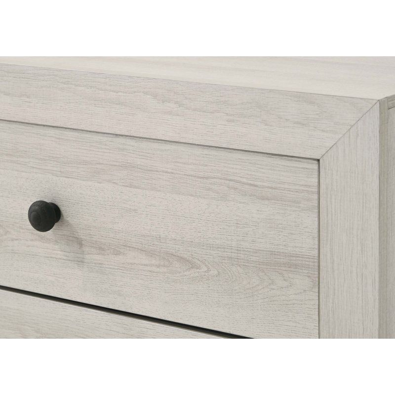 1Pc Rustic Six Drawers Storage Dresser, White Washed