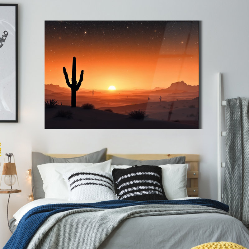 Art mural en verre trempé Desert Sunset, 24" H x 36" W