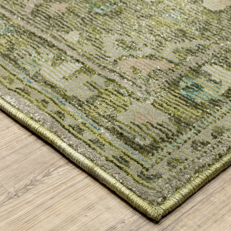 Tapis vert / or Adela, Rectangle 8 pi 6 po x 12 pi 2 po