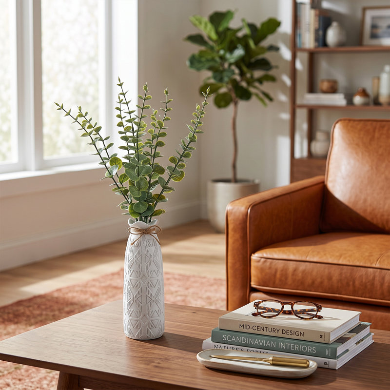 Faux plantes artificielles d'eucalyptus dans un vase