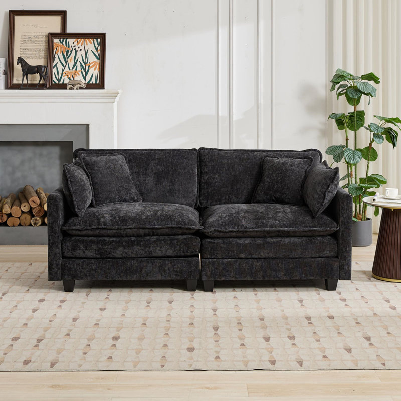 Cloud Sofa Loveseat (Ottoman Is Not Included), Black