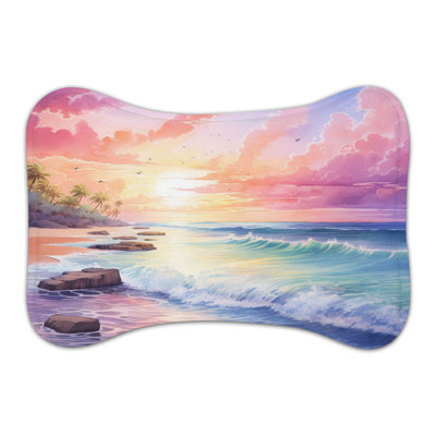 Coastal Scene Patterns - Bone Shape Feeding Mat