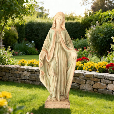 31,5 "statue de jardin de la Vierge Marie en plein air - Grande sculpture en résine de la Sainte Vierge priant, Sainte Mère de Dieu, décoration de jardin et pelouse