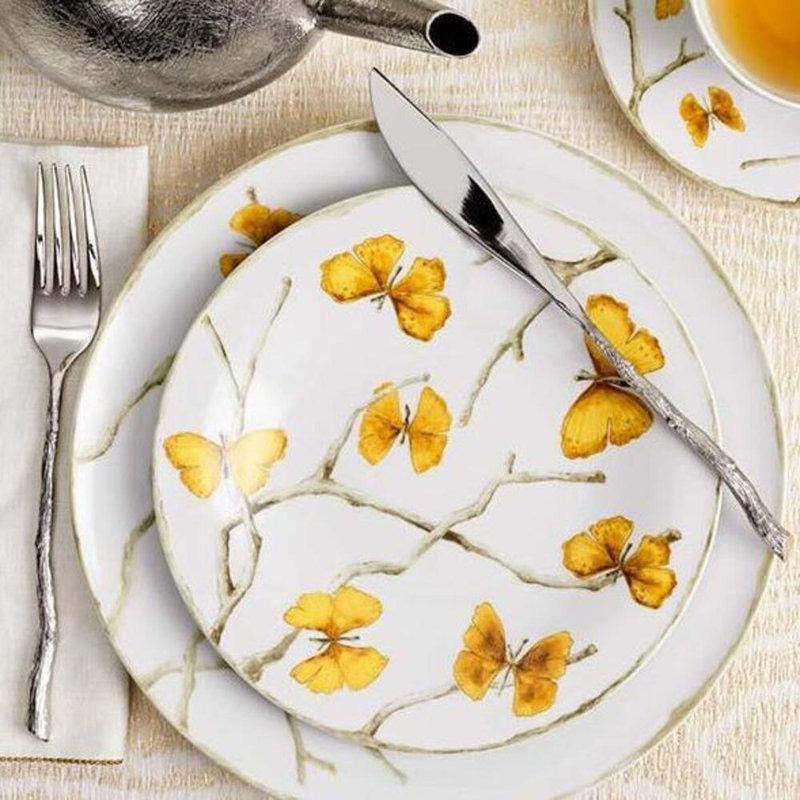 Butterfly Ginkgo Handmade Porcelain Salad/Dessert Plate