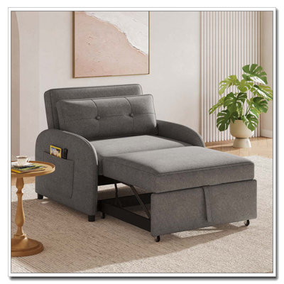 Canapé-lit convertible avec coussin et pochette, causeuse en lin de coton doux, pour le salon, la chambre à coucher, le bureau, un appartement