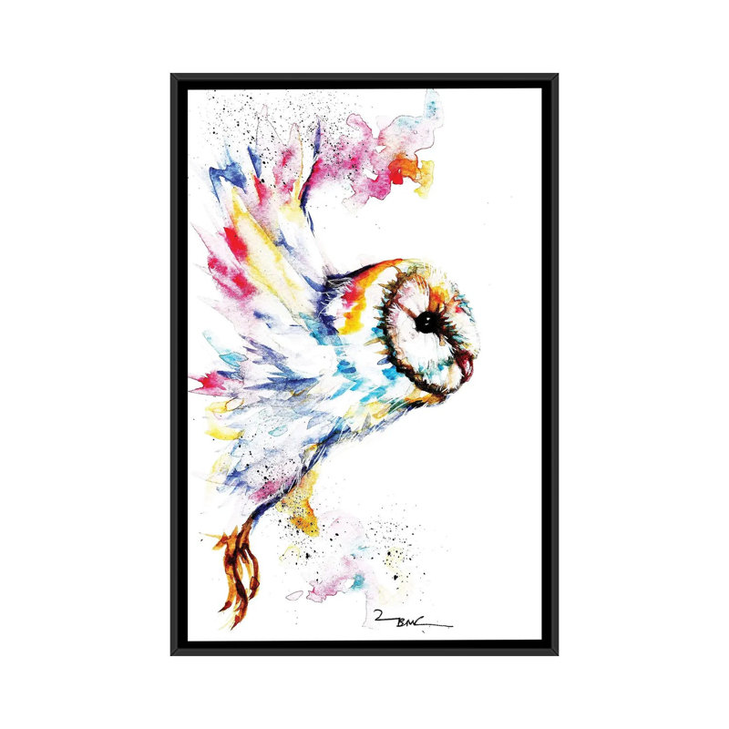 Hibou de minuit, H 26 po x l 18 po x 1,5 po, Toile avec cadre noir