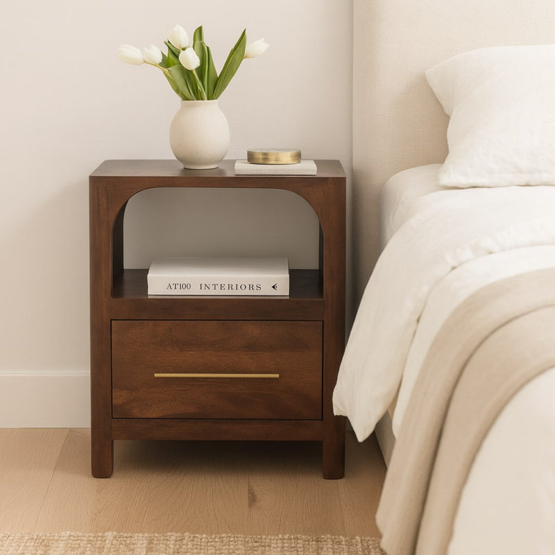 45cm W Solid Wood Bedside Table