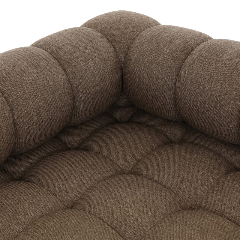 Roma Outdoor 5Pc Sectional-Hayes Cream, Ellor Brown Cushion/Stained Saddle Brown Frame