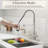 Commercial Pull Down Kitchen Faucet With 4-function Sprayer, Single Handle Spring Sink Faucet In Brushed Nickel (deck Plate Included)