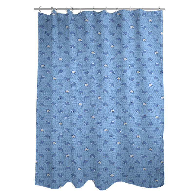 Katelyn Elizabeth Whales Single Sower Curtain, Blue