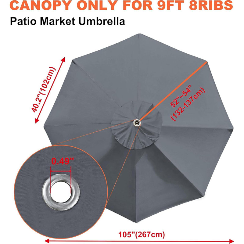 Housse de protection pour parapluie, H 3,46 po x l 6,89 po x P 12,09 po, Gris