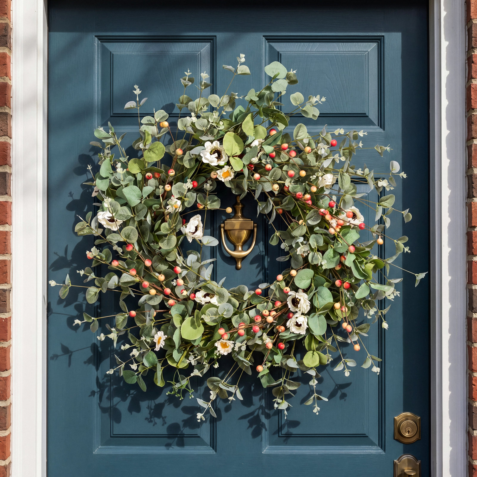 26" Handcrafted Eucalyptus Daisy No Holiday Wreath, Yellow