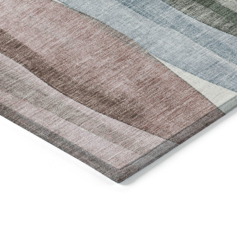 Tapis extérieur lavable abstrait bleu saumon et denim 8 pi x 10 pi