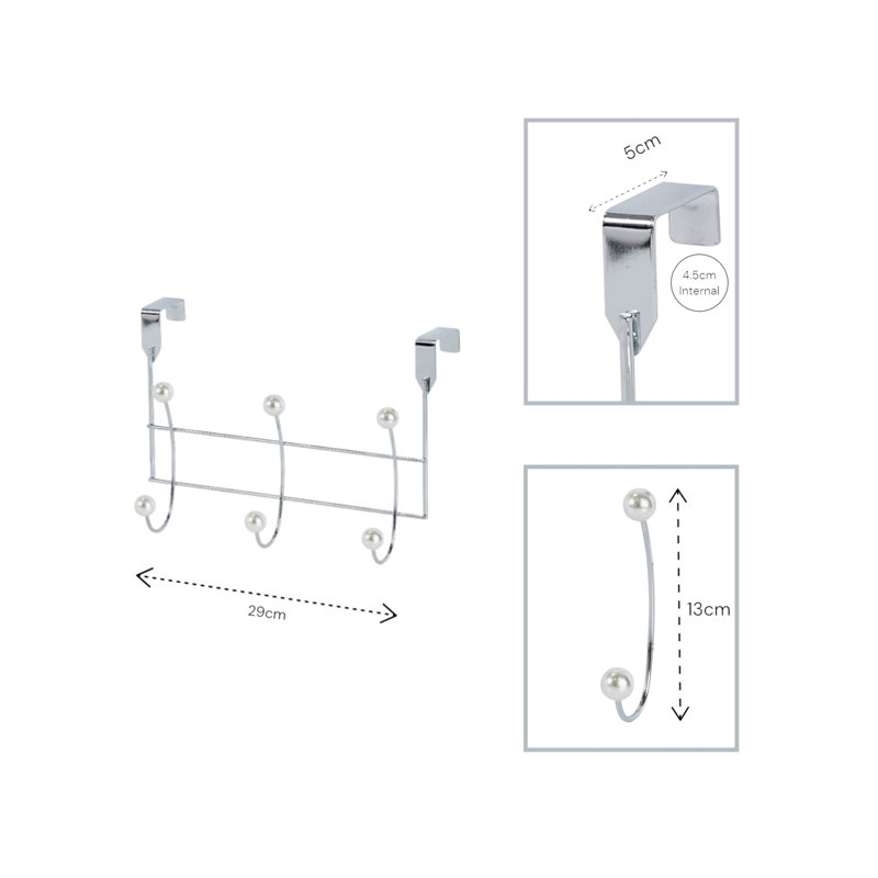 Akoya Over Door Storage Hooks, Polished Chrome