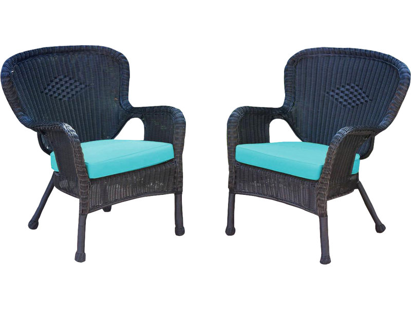 Chaise de patio avec coussins Batchelder, Bleu ciel, Noir