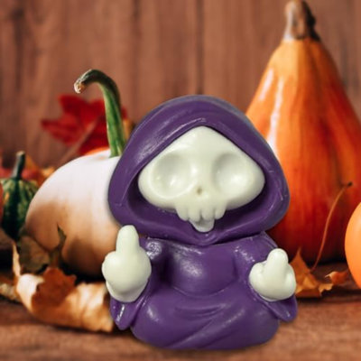 Figurine d'Halloween squelette, statue de résine effrayante du doigt du milieu, décor mignon pour les décorations d'Halloween