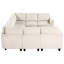 8 canapé modulaire avec rangement, revêtement en velours côtelé beige, poches latérales et ports modulaires pour salon
