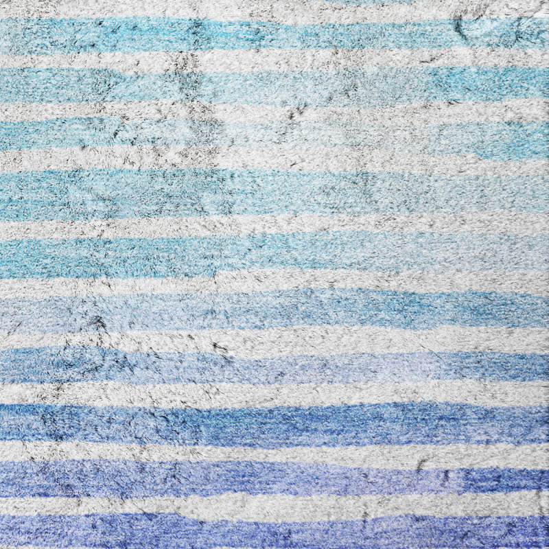 Premium Machine Washable Dream Shag ADS187 Striped Rug, Blue, 9' x 12'