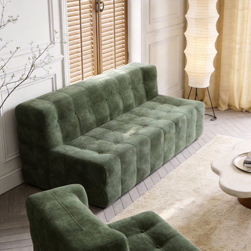 Velvet Double Sofa Wide with High-Density Foam, Frame-Free Waffle Pattern Design Fast Dispatch From UK Warehouse – Dispatched Within 2 Days
