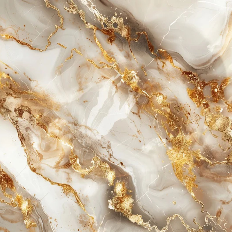 Cream Gold Marble Abstract Wall Mural, 105.96" L x 138" W