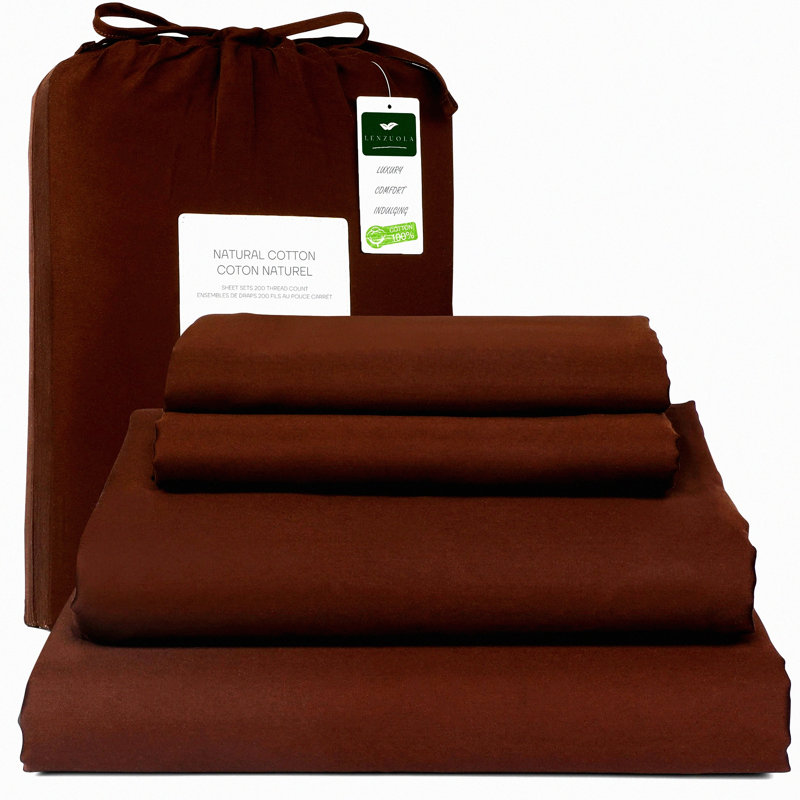 Ruffled Cotton Bed Sheet Set - Back to School Bedding with Long Ruffles - 100% Cotton - Cute Design - 1 Flat Sheet, 1 Fitted Sheet, 2 Pillowcases