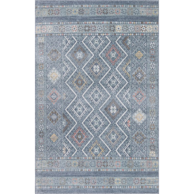 Machine Washable Alden Blue/Ivory Rug