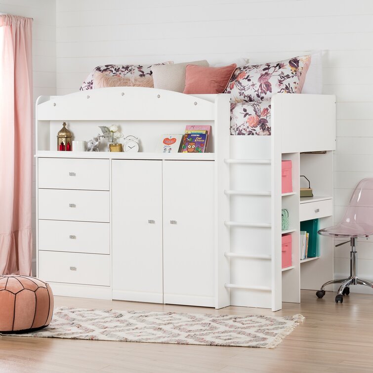 Tiara Twin 4 Drawer Loft Bed with Built-in-Desk by South Shore