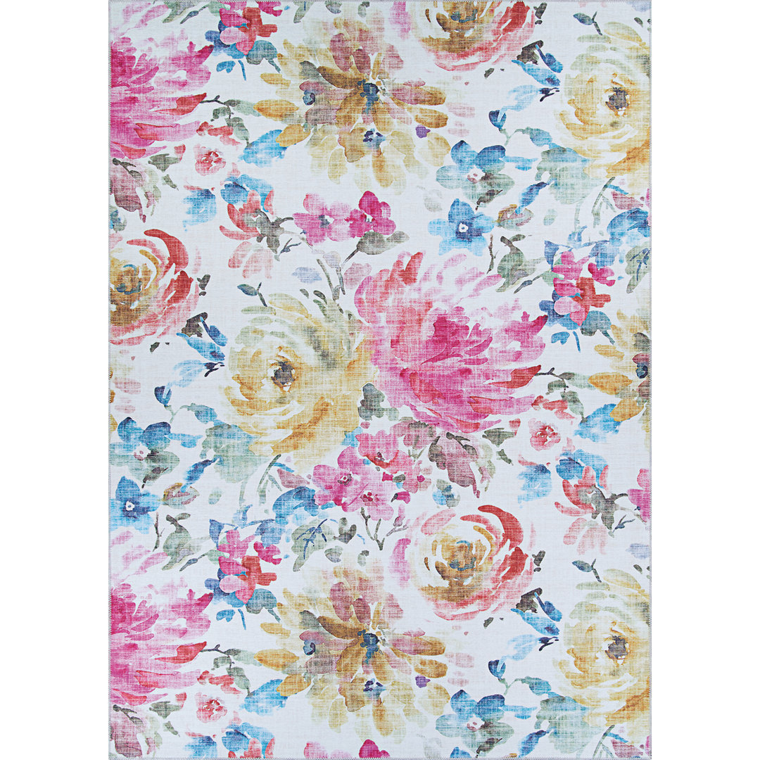 Boss Floral Magenta-Haze Area Rug Winston Porter Rug