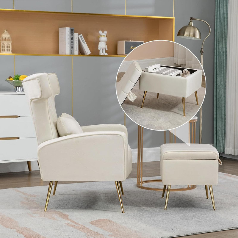 Fauteuil en velours 28,2 po Franchelle, Velours blanc