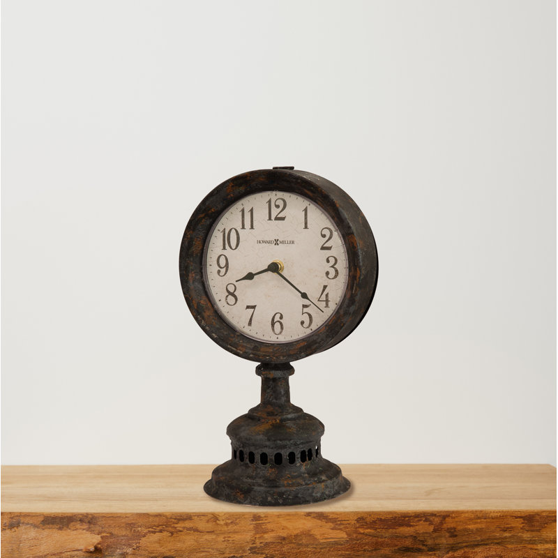 Traditional Analogue Metal Quartz Movement / Crystal Tabletop Clock in Antique Black/Antique White