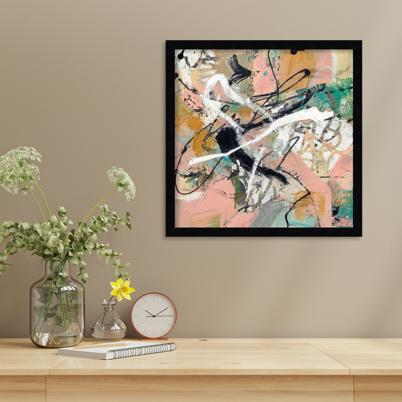 Sutter "Fluid" Print by Suzanne McCourt, 17" H x 17" W, Black