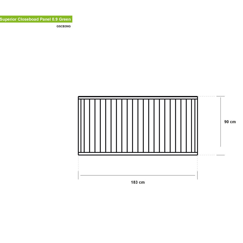 Grange Superior Closeboard Green Vertical 0.9 m Fence Panel, 180H x 182.80W x 4D cm
