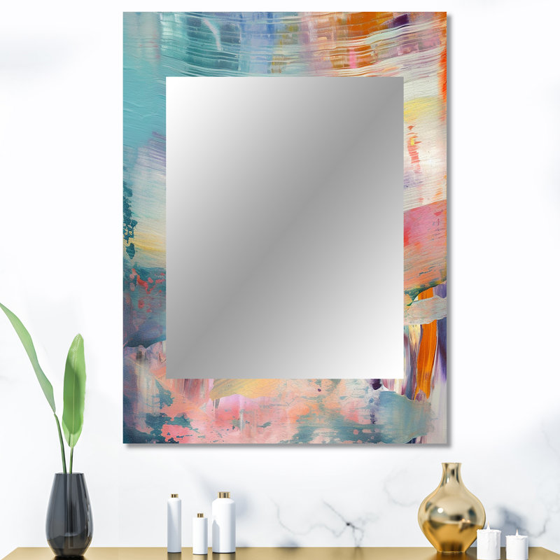 «Spring Miracles In Tender Retro Pastel I», peinture abstraite, décor de miroir mural unique, grand miroir moderne, art imprimé en métal