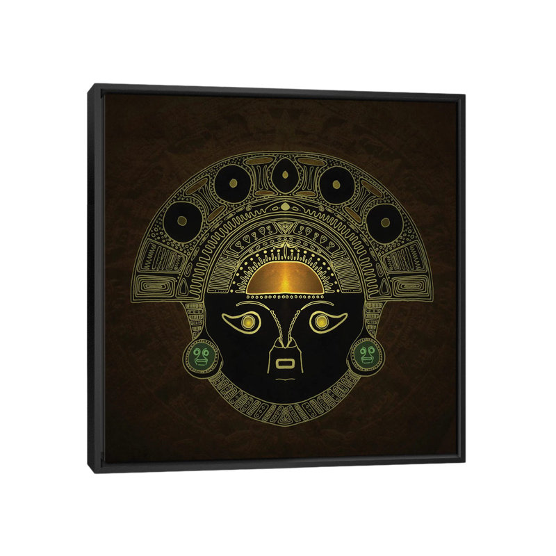 « inti (mask soleil mask) » par barruf, impression sur toile tendue, H 18 po x l 18 po x P 1,5 po, Toile avec cadre noir